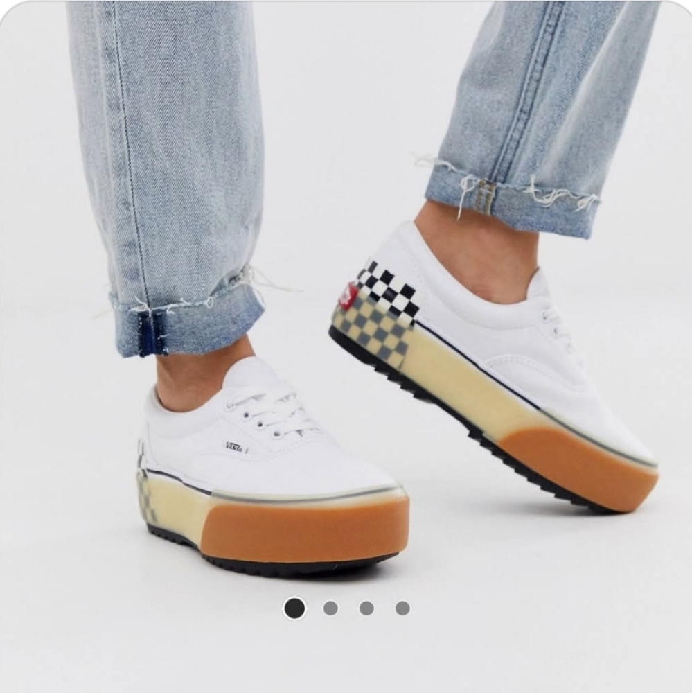 ISO Vans Women's White and Black Checkered Sneakers